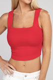 Cotton Square Neck Cropped Cami Top - 6 Color Options