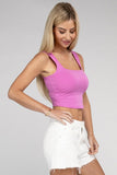 Cotton Square Neck Cropped Cami Top - 6 Color Options