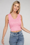 Ribbed Scoop Neck Cropped Sleeveless Top - 7 Color Options