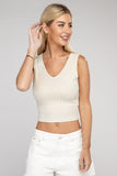 Ribbed Scoop Neck Cropped Sleeveless Top - 7 Color Options