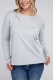 Plus Cotton Crew Neck Long Sleeve T-Shirt - Multiple color options