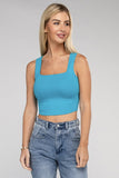 Cotton Square Neck Cropped Cami Top - 6 Color Options