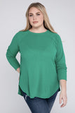 Plus Melange Baby Waffle Long Sleeve Top - Multiple Colors Available