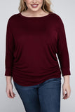 Plus Luxe Rayon Boat Neck 3/4 Sleeve Top- Multiple color options