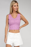 Ribbed Scoop Neck Cropped Sleeveless Top - 7 Color Options