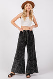 Mineral Washed Terry Wide Leg Pants in Ash