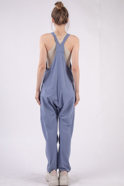 Plunge Sleeveless Jumpsuit with Pockets