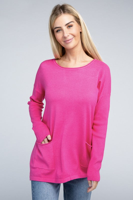 Viscose Front Pockets Sweater - 6 Color Options