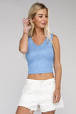 Ribbed Scoop Neck Cropped Sleeveless Top - 7 Color Options