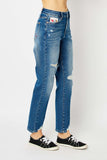 Judy Blue Queen Distressed Boyfriend Fit Jeans