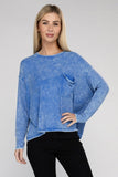 Washed Ribbed Dolman Sleeve Round Neck Top - 3 Color Options