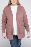 Plus Low Gauge Waffle Open Cardigan Sweater - Multiple Colors Available