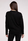 Melange Hi-Low hem Round Neck Sweater - Multiple Colors Available