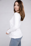 Cotton V-Neck Long Sleeve Top - Multiple Colors Available