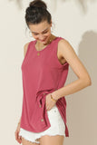 Round Neck Button Side Tank-multiple color options