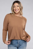 Plus Long Sleeve Round Neck Round Hem Top - 5 Color Options