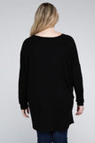 Plus Dolman Sleeve V-Neck Side Slit Hi-Low Hem Top - Multiple color options