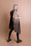 Herringbone Tweed Hooded Frayed Edge Poncho - Multiple Color Options