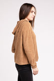 Hooded Brushed Melange Hacci Sweater - Multiple Colors Available