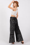 Mineral Washed Terry Wide Leg Pants in Ash