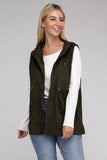 Drawstring Waist Military Hoodie Vest - 3 Color Options