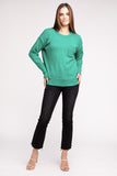 Melange Hi-Low hem Round Neck Sweater - Multiple Colors Available