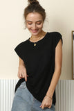 Round Neck Cap Sleeve Top