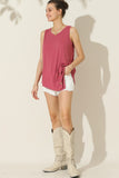 Round Neck Button Side Tank-multiple color options