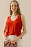 Ninexis  V-Neck Curved Hem Tank-multiple options