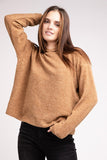 Hooded Brushed Melange Hacci Sweater - Multiple Colors Available