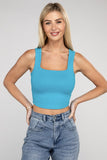 Cotton Square Neck Cropped Cami Top - 6 Color Options