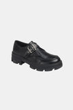 Buckled Platform Lug Sole Loafers in Black