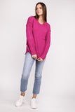 Melange Hi-Low hem Round Neck Sweater - Multiple Colors Available