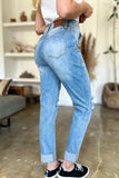 Distressed Straight Jeans with Patch Pockets