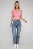 Ribbed Scoop Neck Cropped Sleeveless Top - 7 Color Options