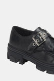 Buckled Platform Lug Sole Loafers in Black