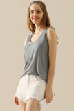 Ninexis  V-Neck Curved Hem Tank-multiple options