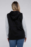 Plus Drawstring Waist Military Hoodie Vest - Multiple Color Options