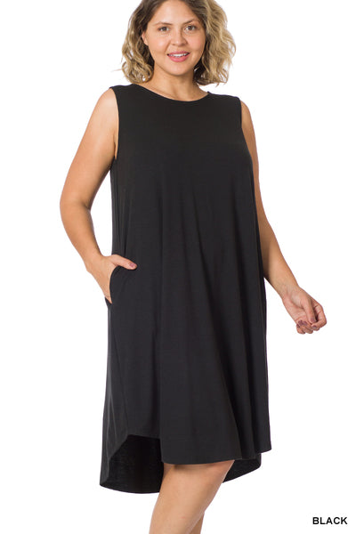Sleeveless Round Neck Round Hem Midi Dress - Multiple Color Options