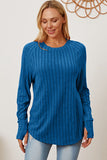 Ribbed Thumbhole Sleeve Top- Multiple Colors Available