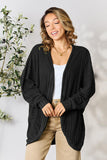 Ribbed Open Front Long Sleeve Cardigan - 2 color options