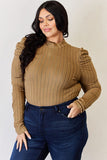 Ribbed Mock Neck Puff Sleeve Top - Multiple Colors Available