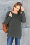 Round Neck Dropped Shoulder Top - multiple colors