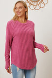 Ribbed Thumbhole Sleeve Top- Multiple Colors Available