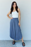 Comfort Princess High Waist Scoop Hem Maxi Skirt in Dusty Blue