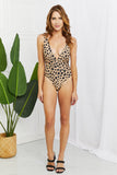 Swim Beachy Keen V-Neck Front Tie One-Piece Swimsuit in Leopard