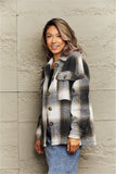 Plaid Dropped Shoulder Collared Shacket