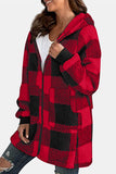 Double Take Plaid Long Sleeve Hooded Coat