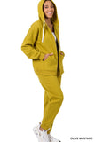 ZIPPER HOODIE SWEAT JACKET & SWEAT PANTS SET - 3 Colors