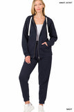 ZIPPER HOODIE SWEAT JACKET & SWEAT PANTS SET - 3 Colors